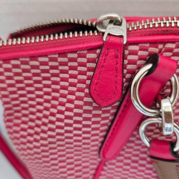 Coach Kelsey Satchel Jacquard Pink/Red - Picture 4 of 7